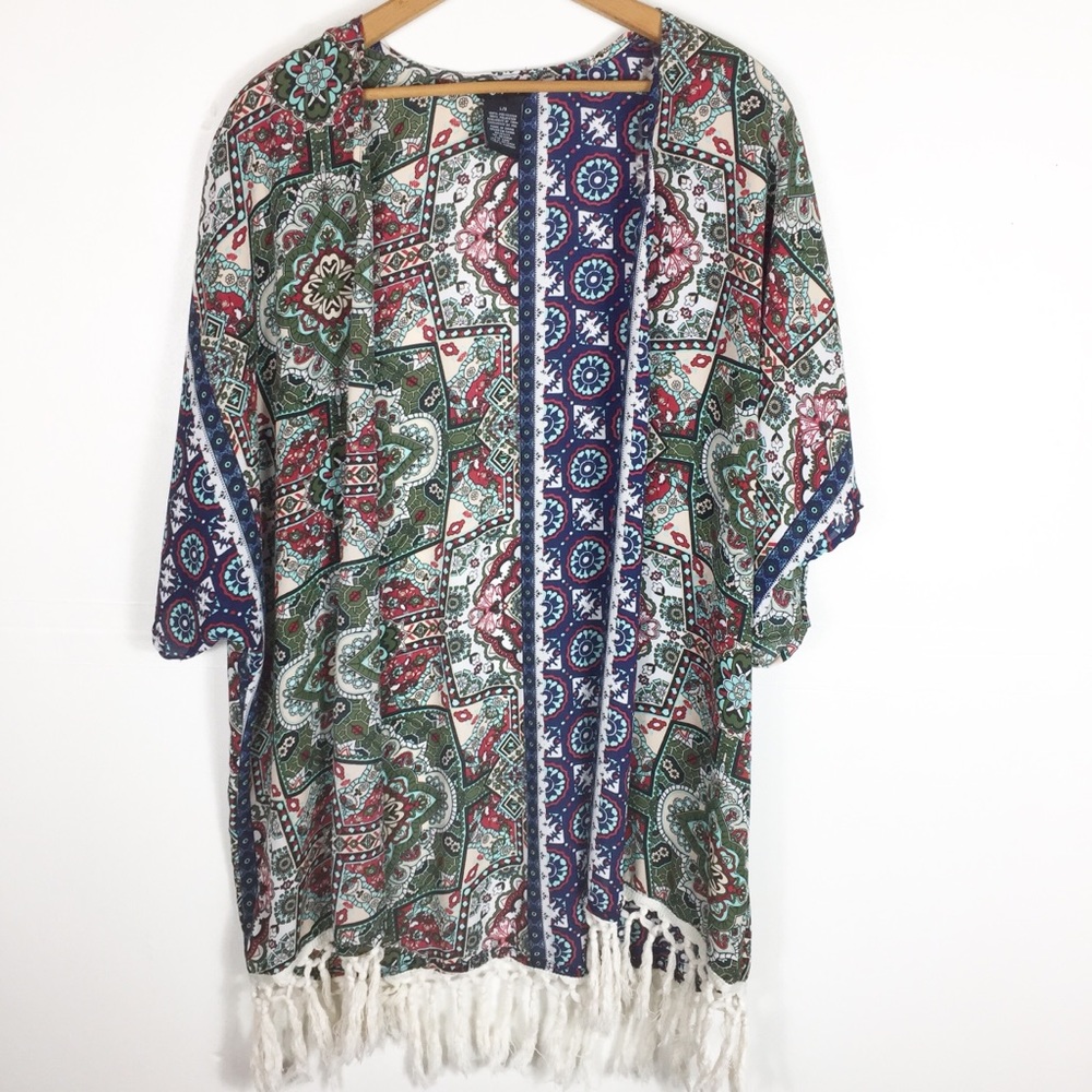 Justify Women’s Multicolor Open Front Kimono Woven